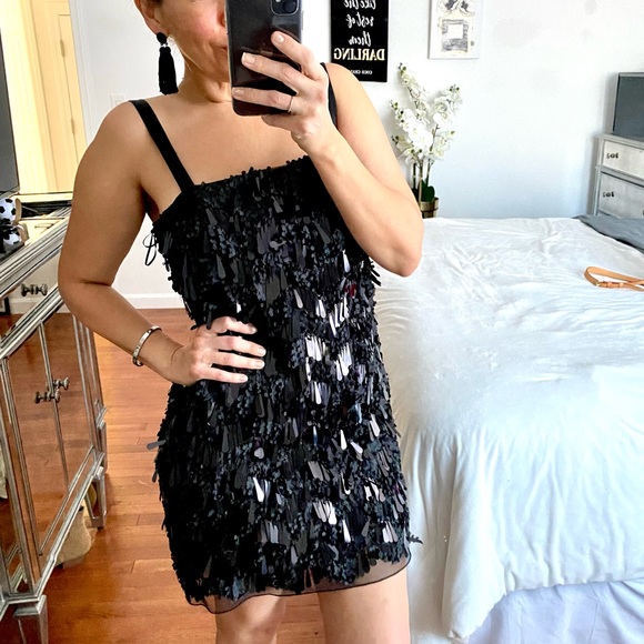 Zara Black Sequins Dress Bloggers Fave Size Medium NWT - Picture 6 of 11